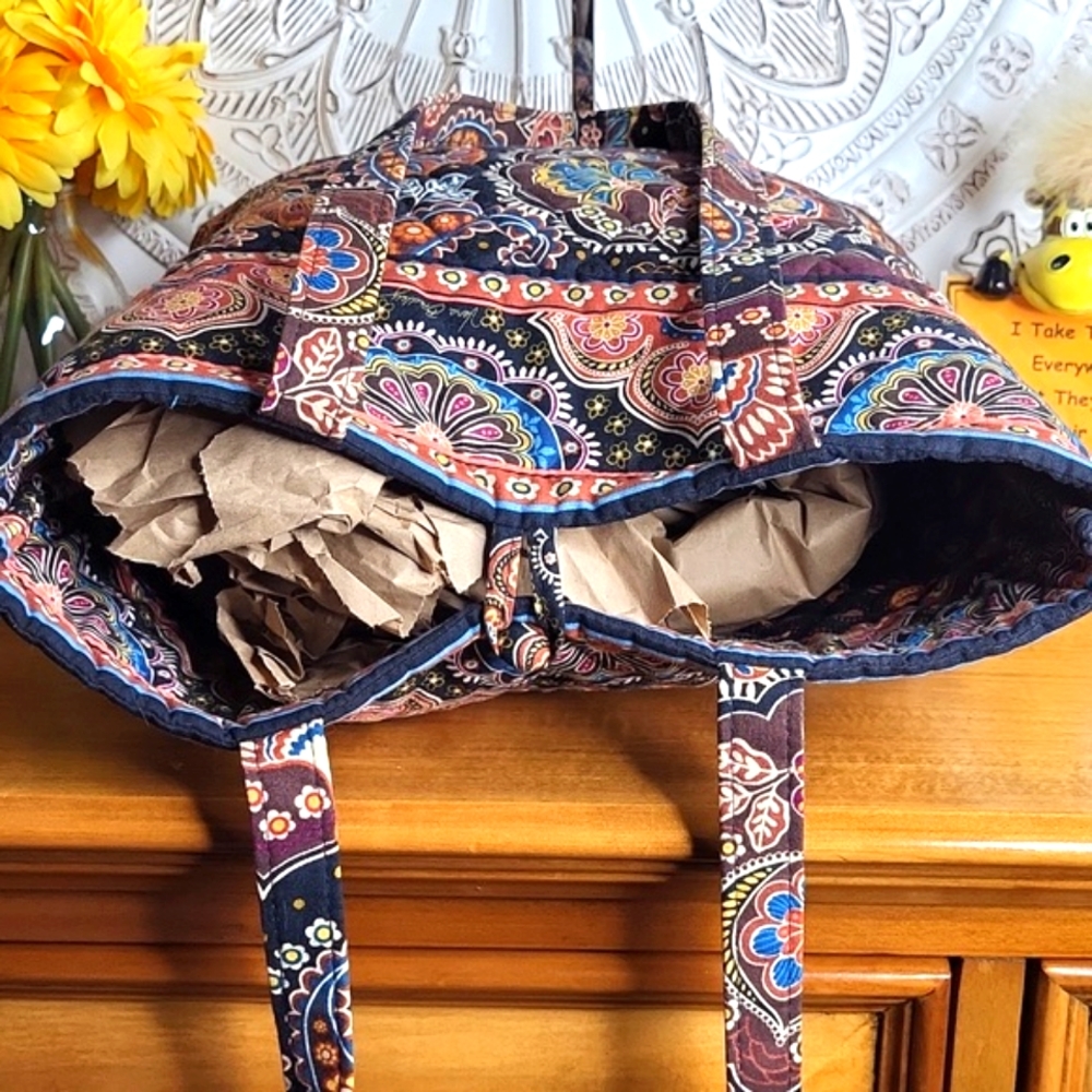 Vera Bradley Brown Multi Color Floral Paisley Tote - Picture 5 of 12